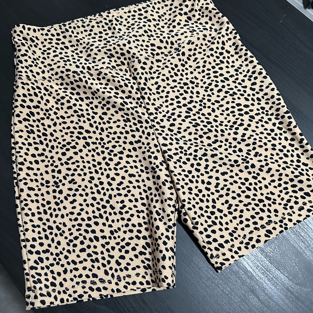 Forever 21 Tan and Black Leopard Bike Shorts